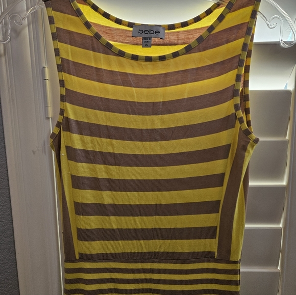 Bebe Yellow and Brown Striped Dress Size XS - Picture 5 of 14